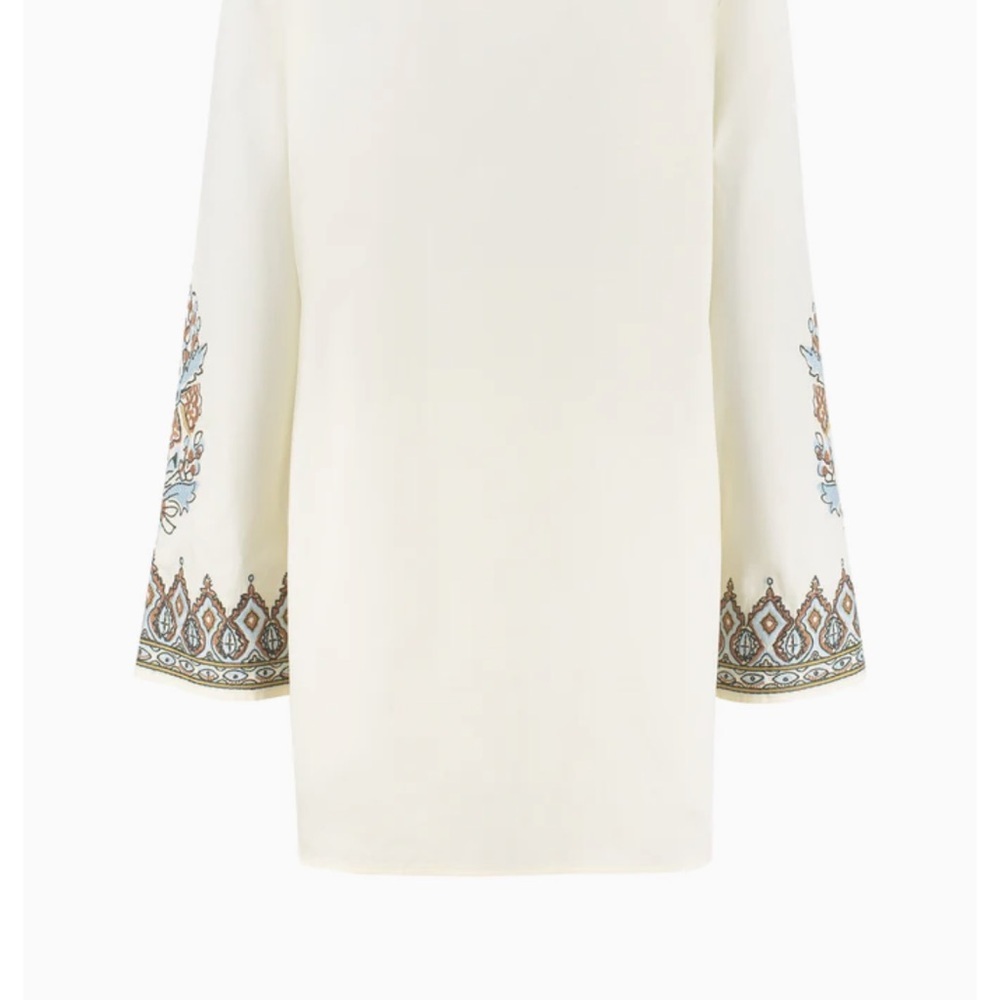 Tory Burch Cream Tunic with Brown and Blue Embroidery - Picture 2 of 12